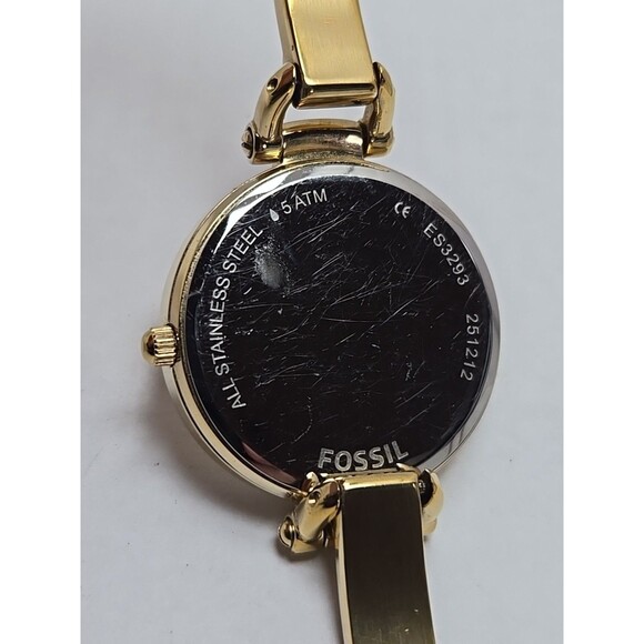 Fossil Georgia ES3293 Womens Gold Tone Crystal Dial Bracelet Watch New Battery - Picture 11 of 11